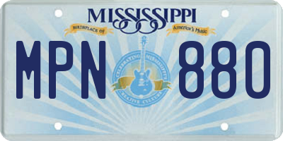MS license plate MPN880