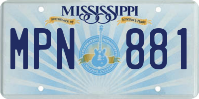 MS license plate MPN881