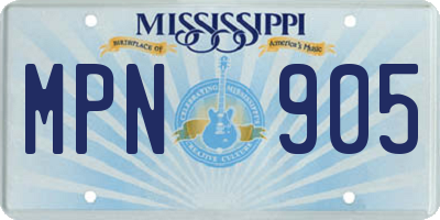 MS license plate MPN905