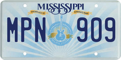 MS license plate MPN909