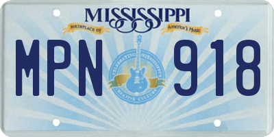MS license plate MPN918