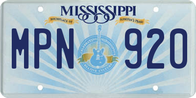 MS license plate MPN920