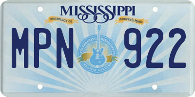 MS license plate MPN922