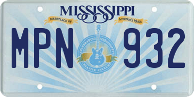 MS license plate MPN932