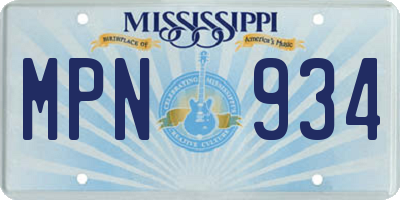 MS license plate MPN934