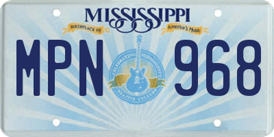 MS license plate MPN968