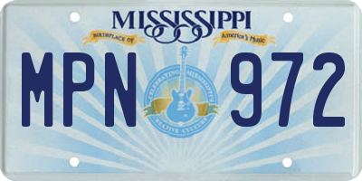 MS license plate MPN972