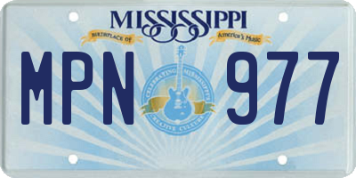 MS license plate MPN977