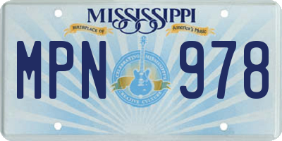 MS license plate MPN978