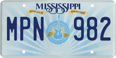 MS license plate MPN982