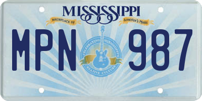 MS license plate MPN987