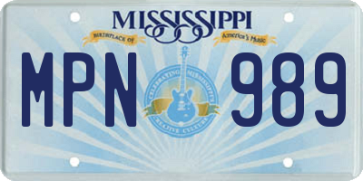 MS license plate MPN989