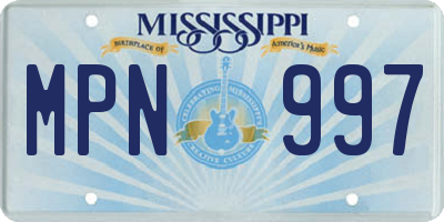 MS license plate MPN997