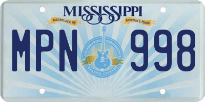 MS license plate MPN998