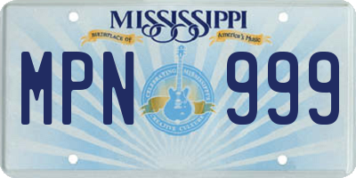 MS license plate MPN999