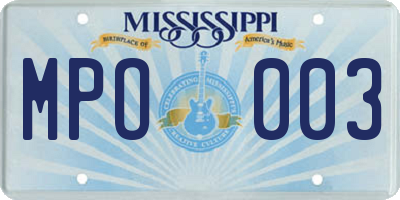 MS license plate MPO003