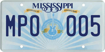 MS license plate MPO005