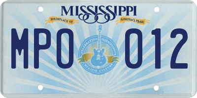 MS license plate MPO012