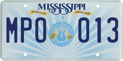MS license plate MPO013