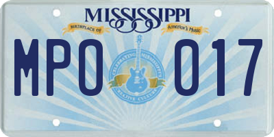 MS license plate MPO017