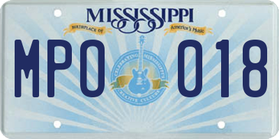 MS license plate MPO018