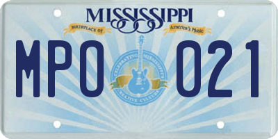 MS license plate MPO021
