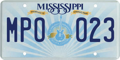 MS license plate MPO023