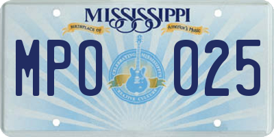 MS license plate MPO025