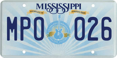 MS license plate MPO026