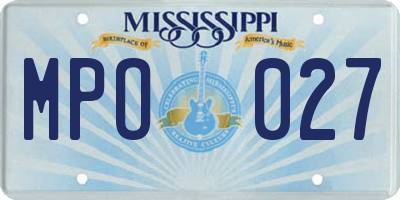 MS license plate MPO027
