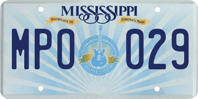 MS license plate MPO029