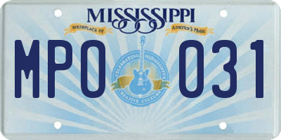 MS license plate MPO031