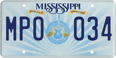 MS license plate MPO034