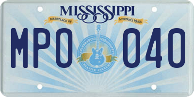 MS license plate MPO040