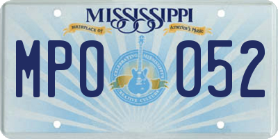 MS license plate MPO052