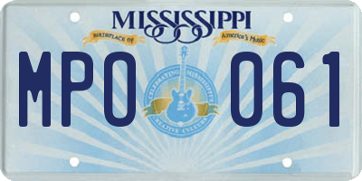 MS license plate MPO061