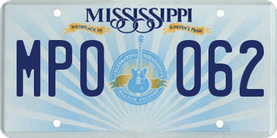 MS license plate MPO062