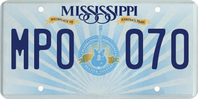 MS license plate MPO070