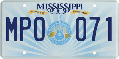 MS license plate MPO071