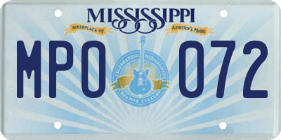 MS license plate MPO072