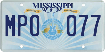 MS license plate MPO077