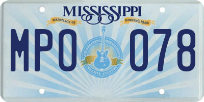 MS license plate MPO078