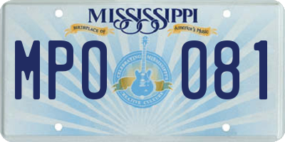 MS license plate MPO081