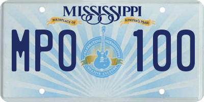 MS license plate MPO100