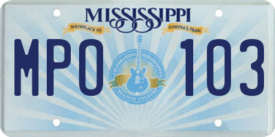 MS license plate MPO103