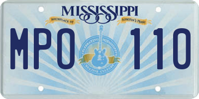 MS license plate MPO110