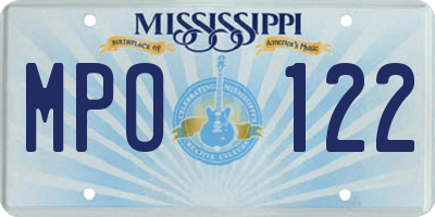 MS license plate MPO122