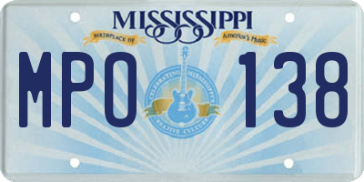 MS license plate MPO138