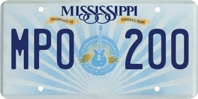 MS license plate MPO200