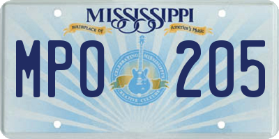 MS license plate MPO205
